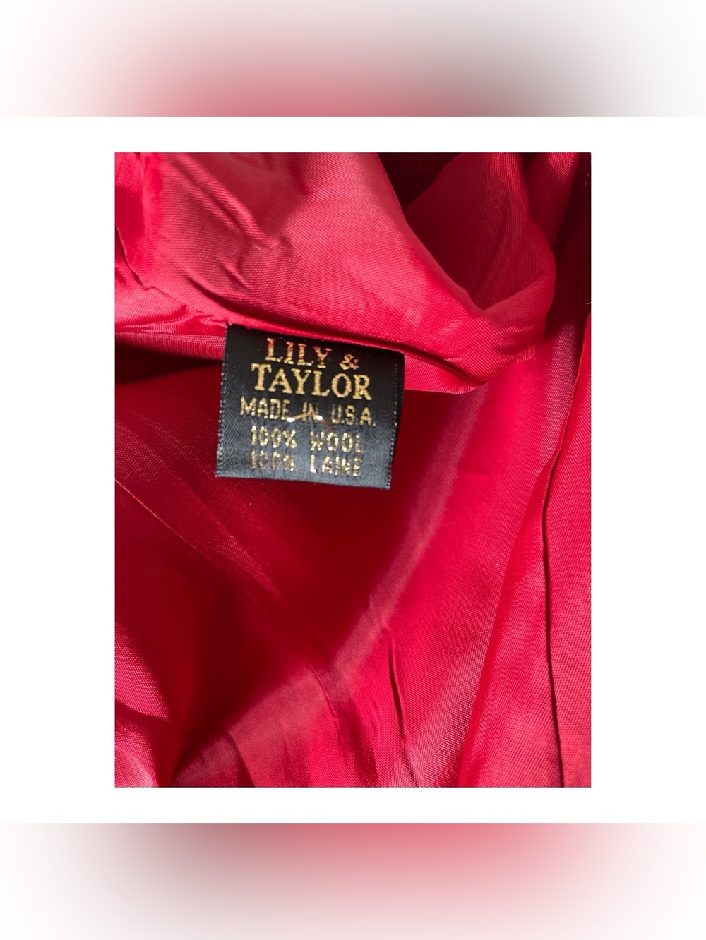 Lily&Taylor Vintage Red Wool Full-Length Coat Trimed with Finland Mink, 12 - Picture 6 of 6